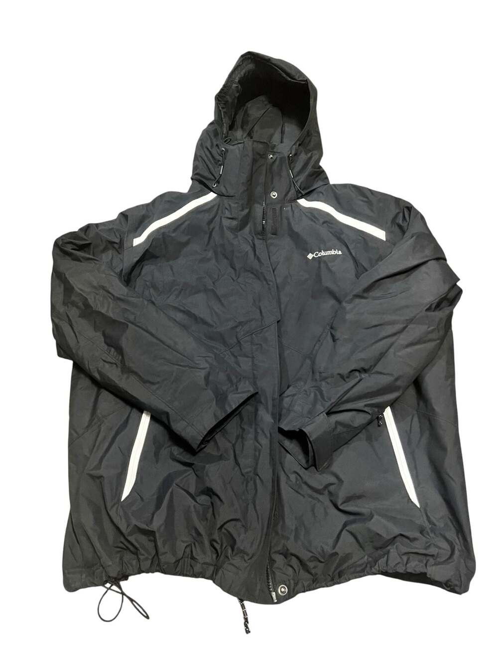 Womans 2X Columbia Omni-Tech Interchange Waterproof Hooded Jacket Black